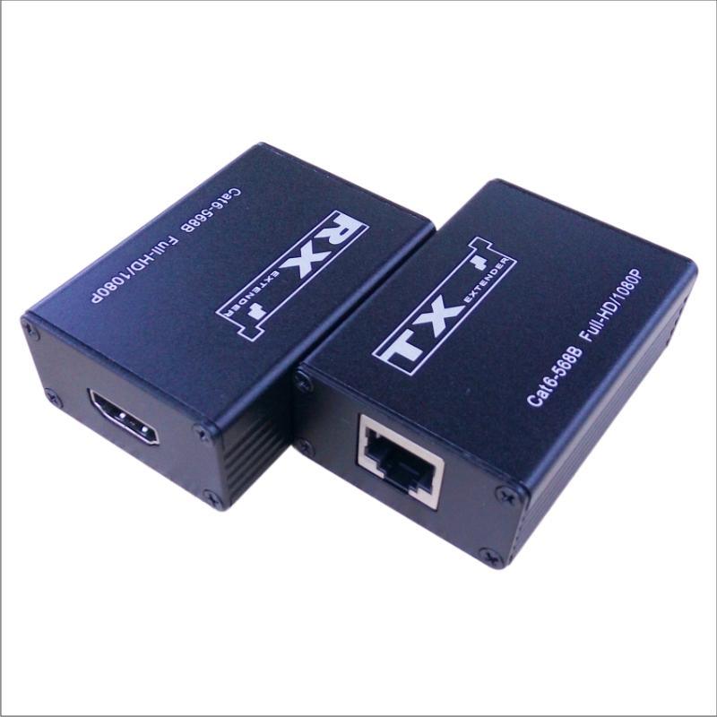 监控DVR/NVR硬盘录像机专用30米HDMI转网线传输器；无需外接电源；支持1080P；铝合金外壳